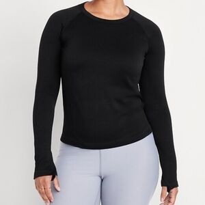 Old Navy, Activewear, Fluid Seamless Fitted Long Sleeve Top, Medium Tall, Black